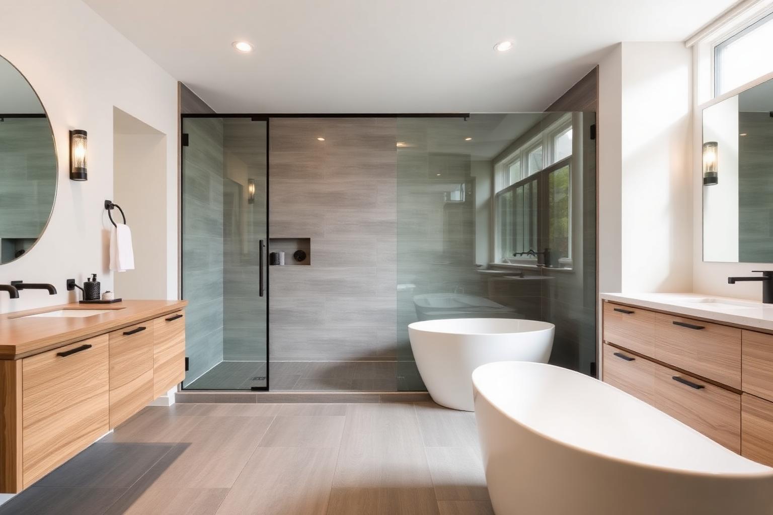 Renovated spa-style primary bathroom with glass shower in Vaughan