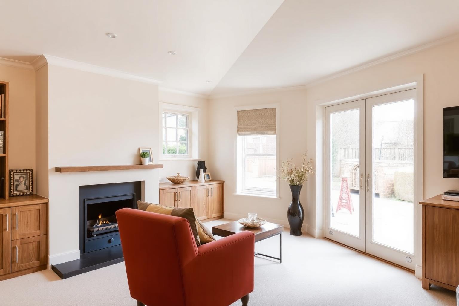 Renovated living room with feature fireplace wall in a Vaughan home
